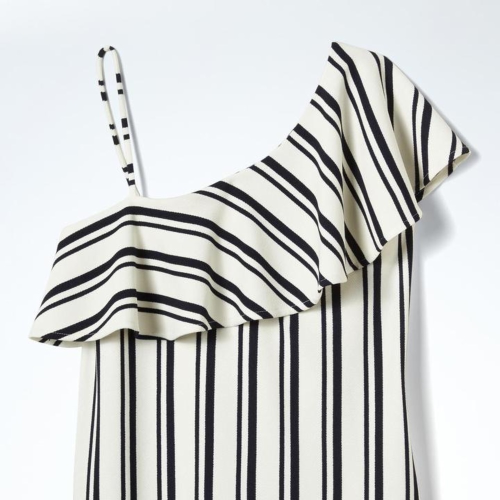 Banana Republic One Shoulder Striped Ruffle Top